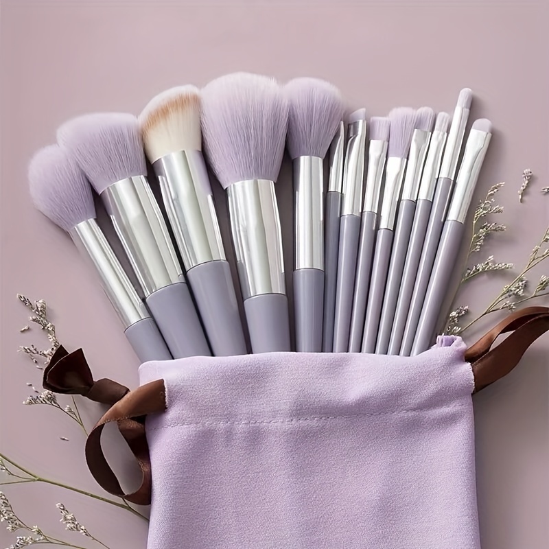 

Makeup Brush Set With Storage Pouch, Includes Powder, Concealer, Foundation Brushes, Portable For Beauty And Cosmetic Application