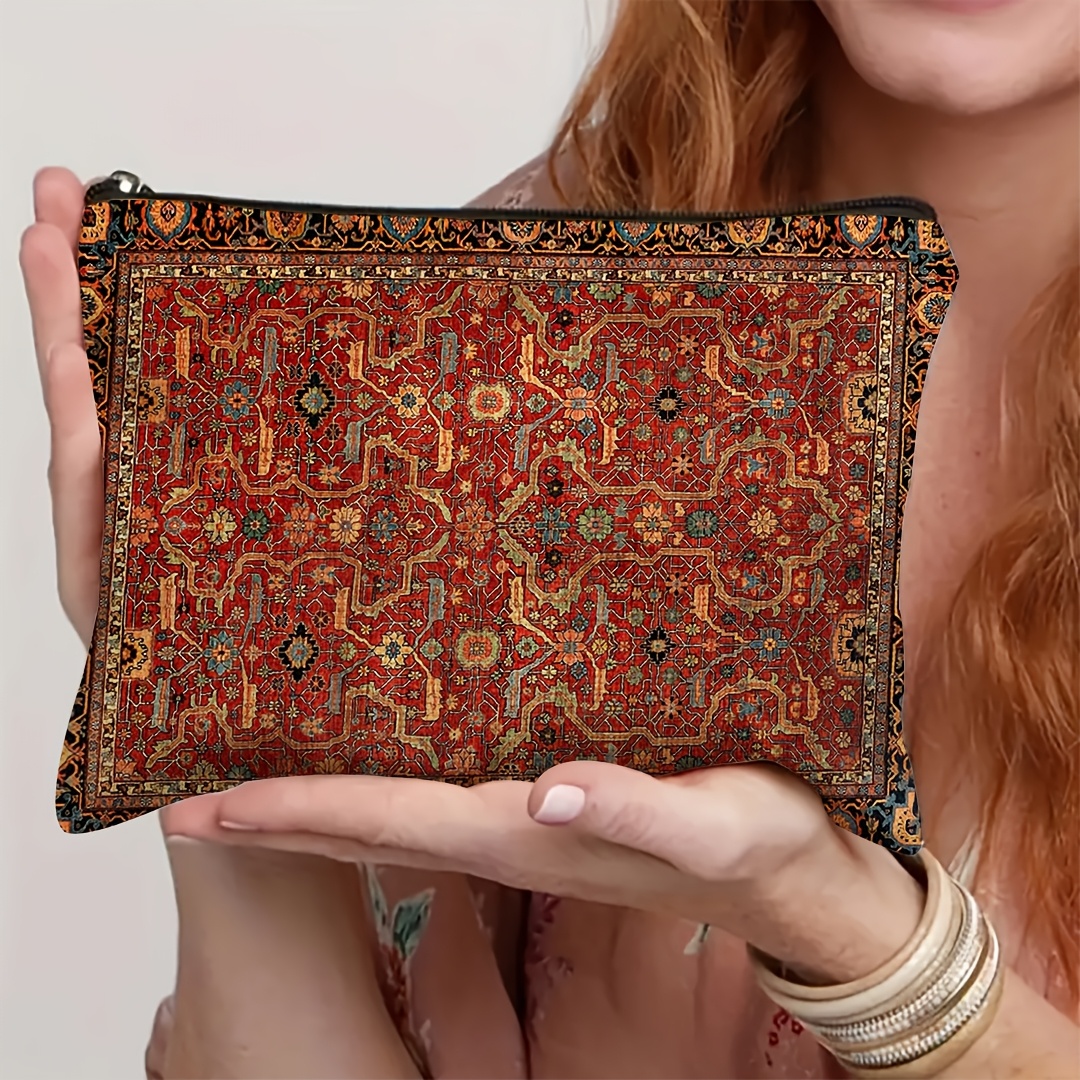 TEMU 1 pezzo, Una Borsa per Trucco Boh矇mien, Borsa per Trucco con Motivo Boh矇mien, Borsa per Cosmetici, Borsa Portatile per Articoli da Toeletta,