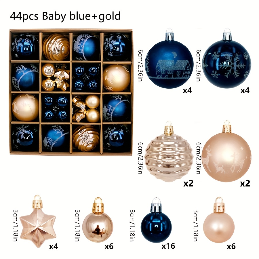 Décorations de Noël 44 pièces : ornements peints, boules suspendues et décorations festives pour arbre et scènes - Idéal pour fêtes, cadeaux et célébrations de Noël, Halloween et Nouvel An - Parfait pour famille et amis - Boules et ornements en plastique pour sapin