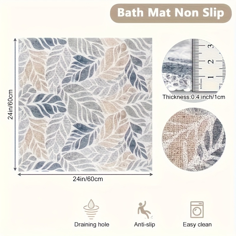 Image of Non-slip Pvc Shower Mat Suitable For Bath Tub, Thick Cushioned Oval With Loop Pile Texture, Bath For Bathtub, Bathroom Mat For &