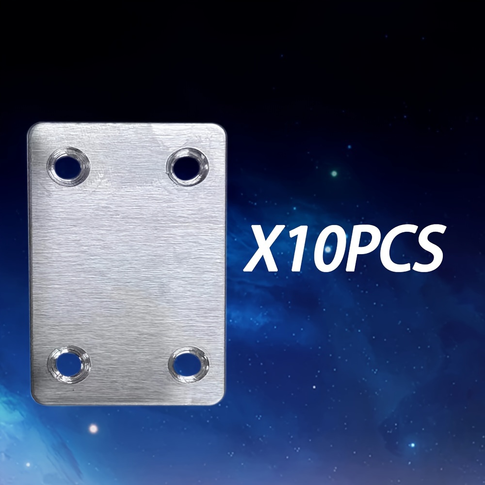 Image of Set Of 10 Small Flat Corner Brackets For Installation, Made Of, Designed For Corners . Four-hole Connectors Are Ideal For Securing Wood, Shelves, And Cabinet Hardware
