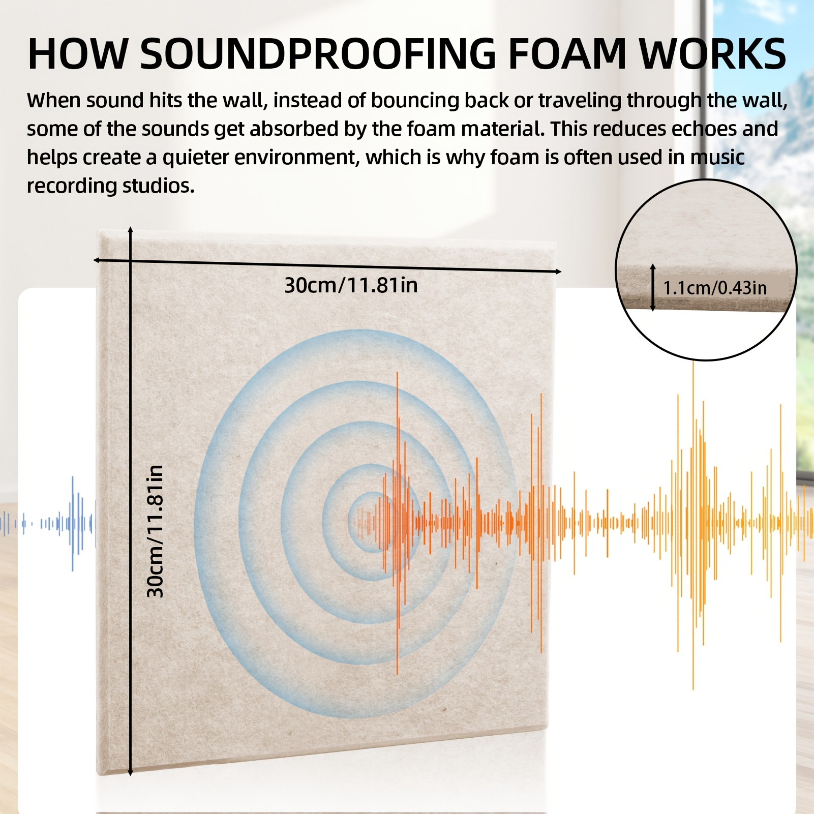 24-pack Self-adhesive High-density Sound-absorbing Panels For Soundproofing Walls, Doors, Ceilings, Games, Decorations, Offices, And .