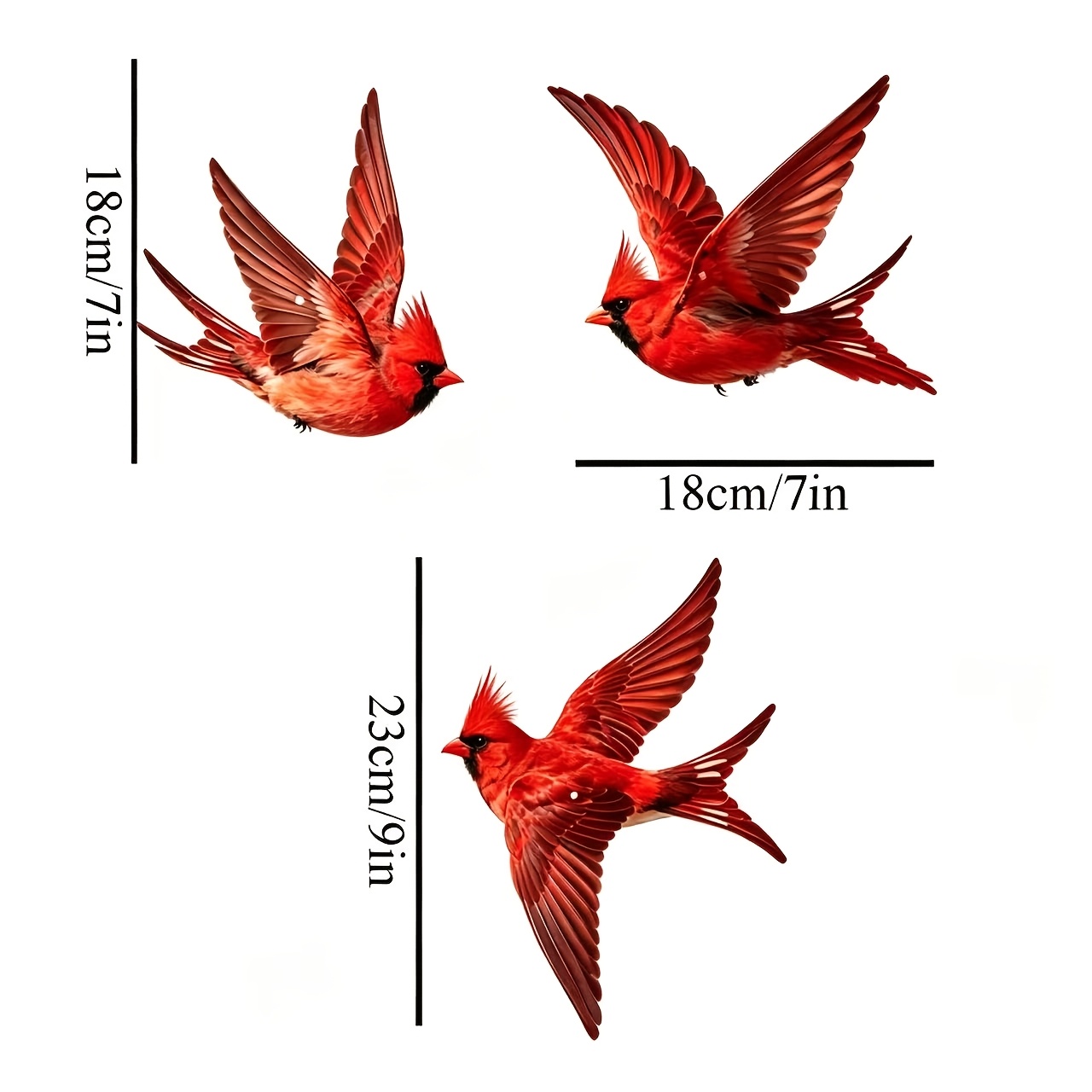 TEMU 3pcs 3pcs Red Bird Wall Panels - Acrylic Outdoor/ Decoration Suitable For Gardens, Bars & Weddings, Rustproof Plastic Panels With Vibrant Bird,