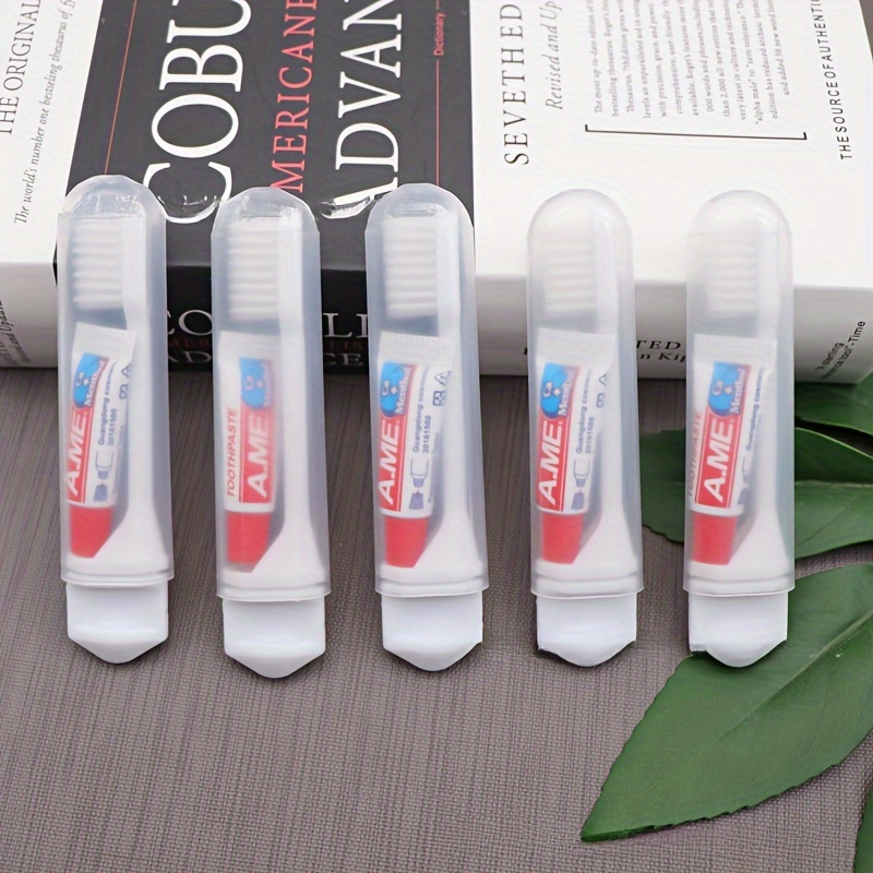 10pcs Portable Folding Toothbrush Set with Toothpaste, Soft Bristles