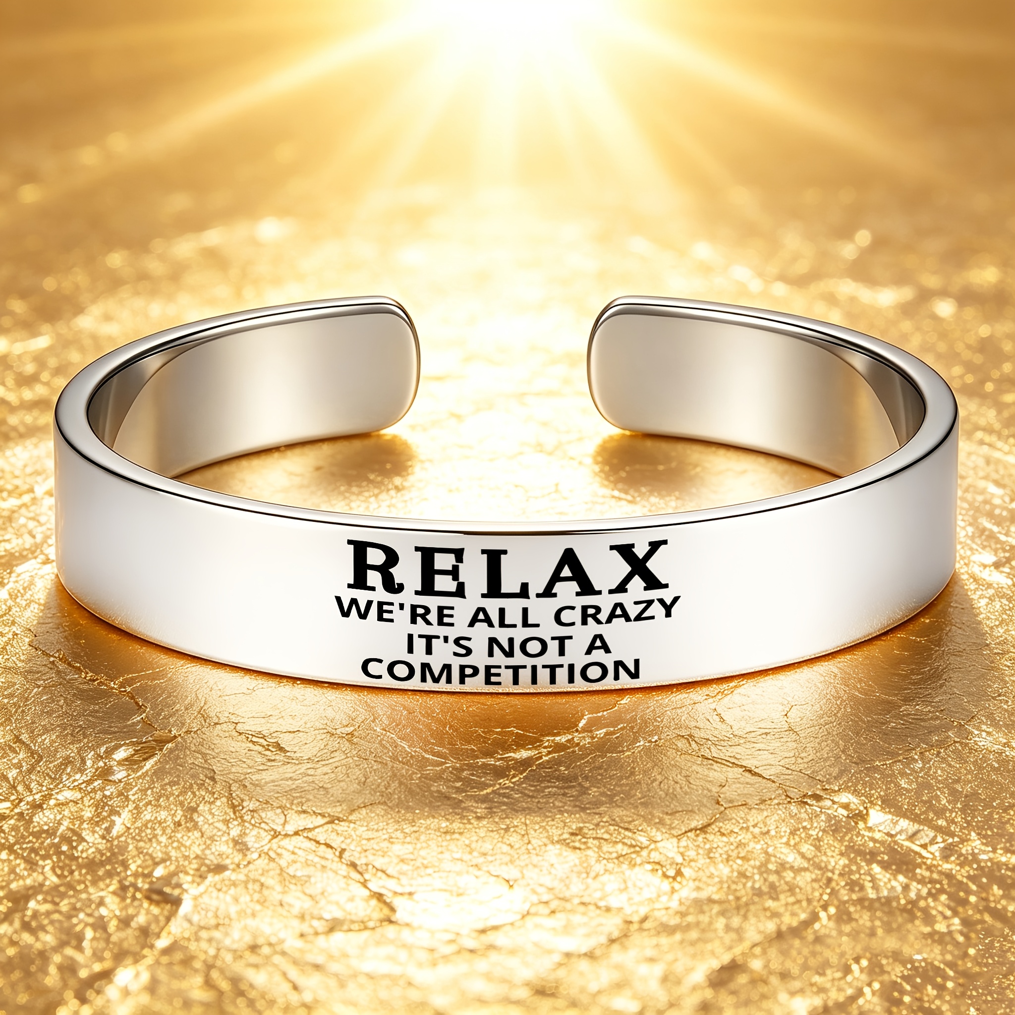 Sporty Style 304 Stainless Steel Open Bangle Bracelet