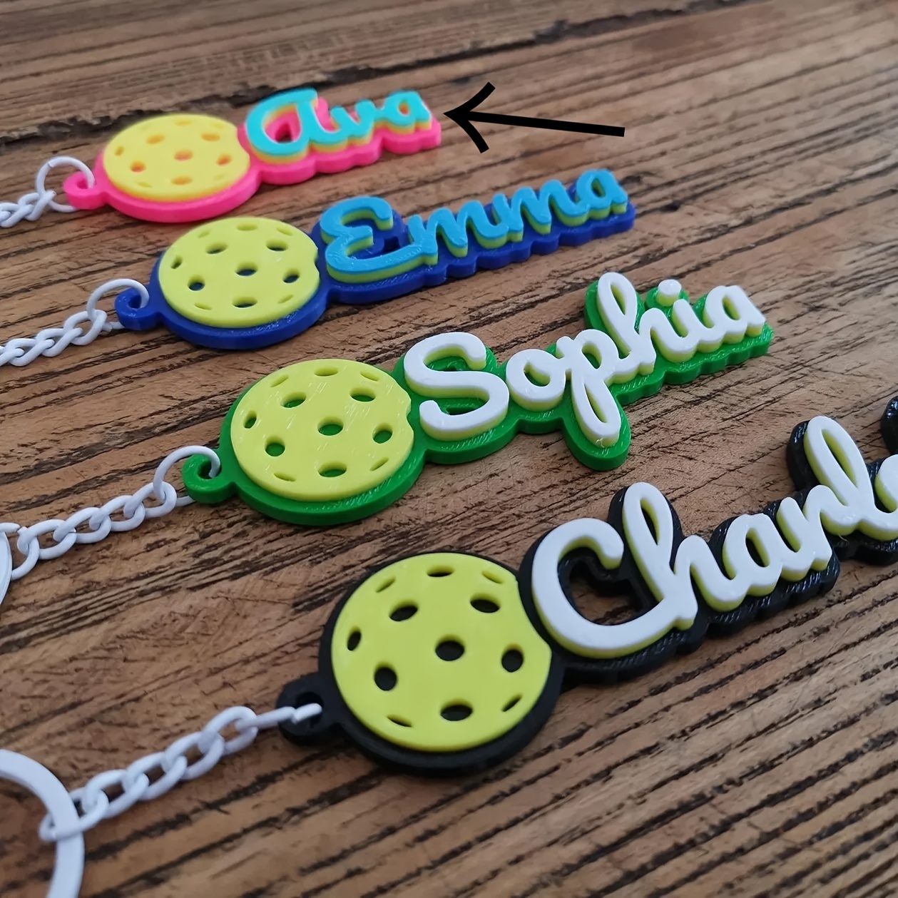 TEMU Custom 3d Printed Name Keychains For Pickleball, Perfect As Keyrings, Bag Tags, Or Party Favors For Game Day Celebrations
