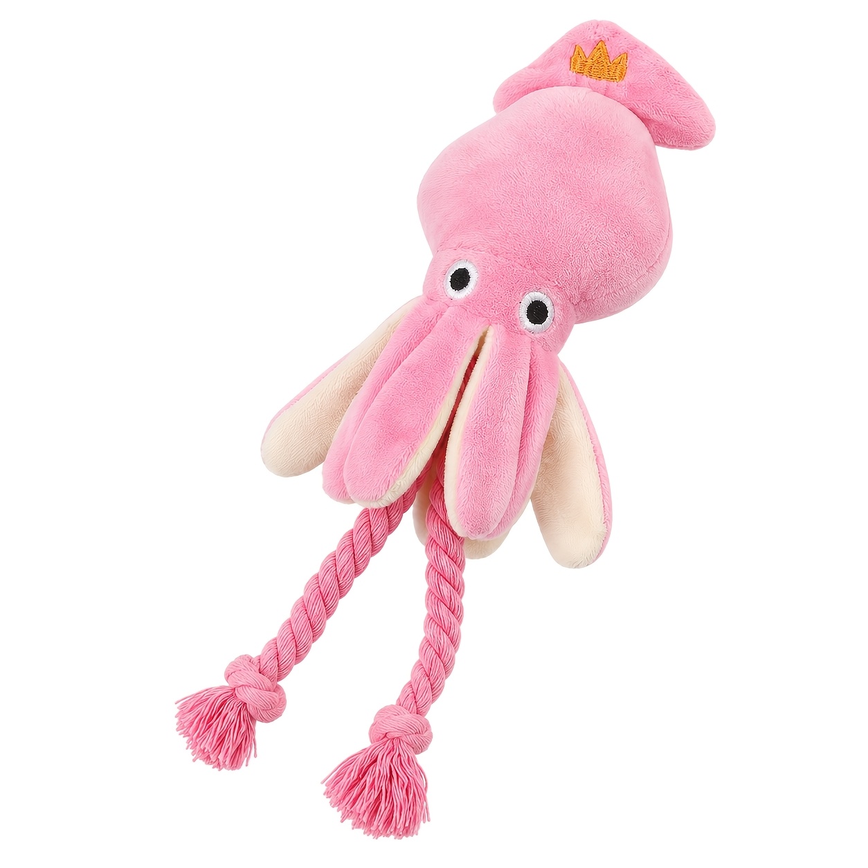 TEMU Jouet pour chien, cadeau pour animal de compagnie, jouet doux et confortable avec son, broyage des dents, nœud de corde, en peluche rose