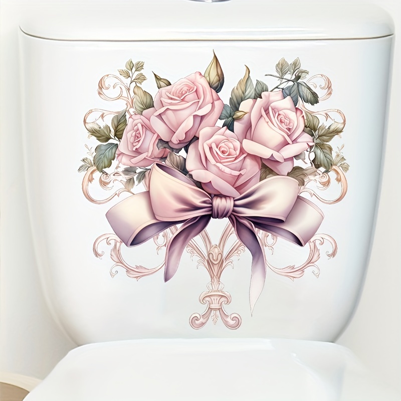 

Elegant Toilet And Wall Sticker - Self-adhesive Bathroom Decor With , Ceramic