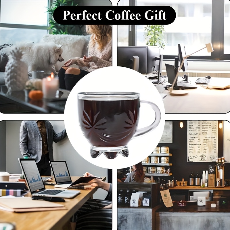 Tazas Vidrio Transparente Juego De 6 Vasos De Café Con Leche (240 Ml) - Tazas De Vidrio Transparente Con Cuchara, Aptas Para Lavavajillas Vasos Cafe Leche Cristal 6 Unidades