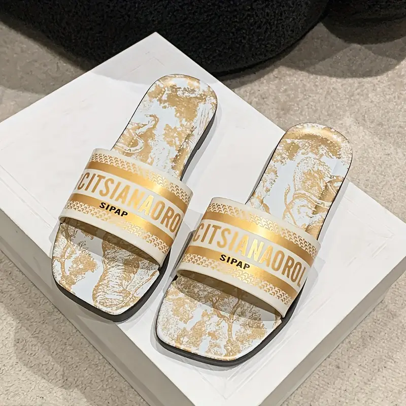 womens slides pvc upper inner sole open toe slip on sandals with glitter all season comfort hand washable flat heel exclusive japan south korea collection details 7