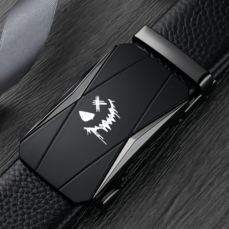 Men's Skull Pattern Faux Leather Belt with Automatic Buckle