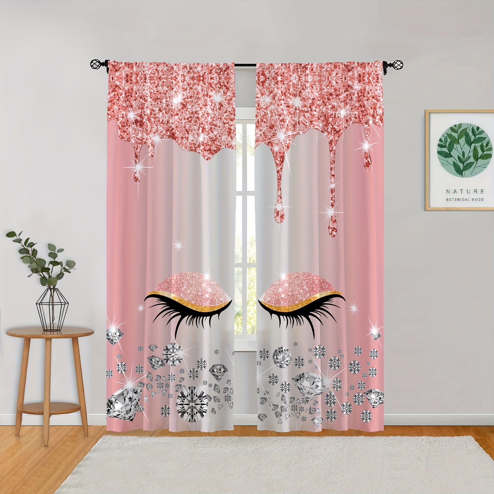 

2pcs Set Eye Makeup Curtains - Rod , Polyester, For , & -