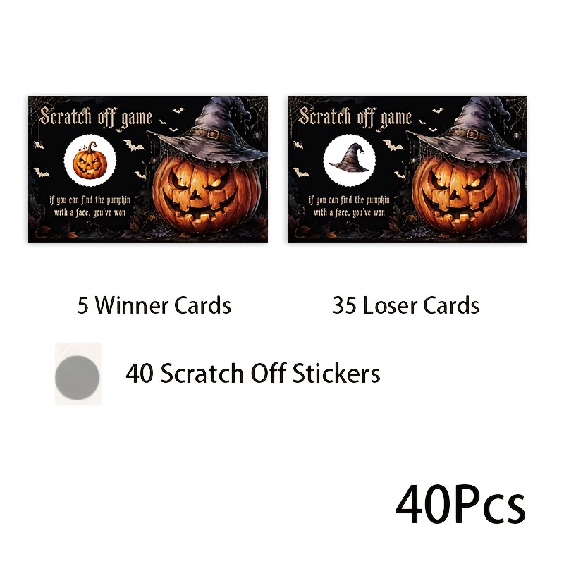TEMU 40 biglietti da gioco Halloween da graffare, trova i biglietti da con il della zucca, giochi spettrali per feste a tema zucca e decorazioni