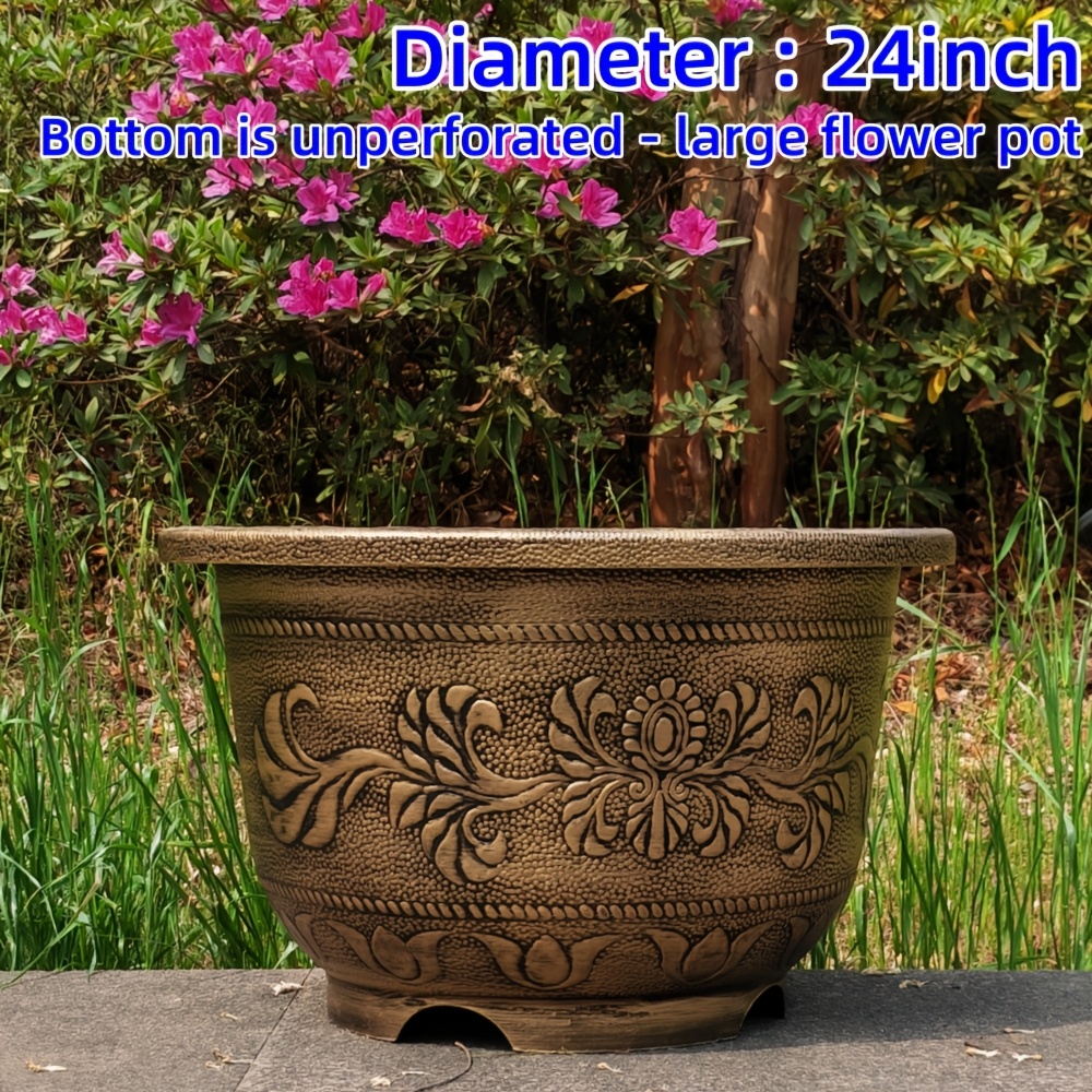 A * with *-Inch Diameter * Designed for Growing Without Holes. Made of  Thick Bronze-Colored Plastic * Ideal for Lotus * gardening gift home decor