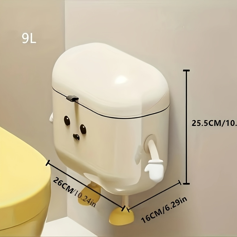 cute cartoon design wall mounted rectangular plastic trash can with lid pull out odor sealing kitchen waste bin no electricity needed 2