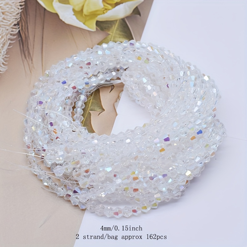 4mm 2 Strands/bag 162pcs Ab Color Bicone Glass Beads Loose Spacer Beads Beads For Jewelry Making