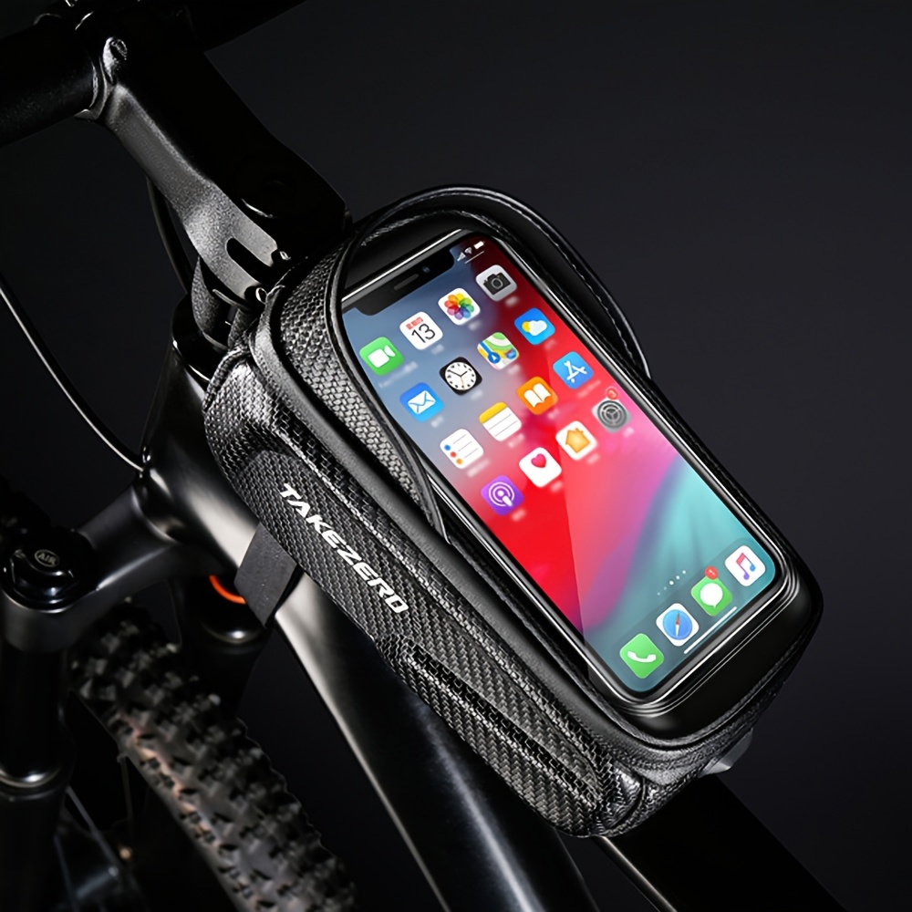 Top Tube Frame Bag For Bicycles; Bike Phone Case With Touchscreen Window, Headphone Jack, And Zipper; Large-capacity Phone Storage Bag For Cycling, Suitable For Road Bikes And Mountain Bikes