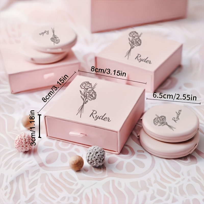 Personalized Laser-Engraved Pink Makeup Mirror