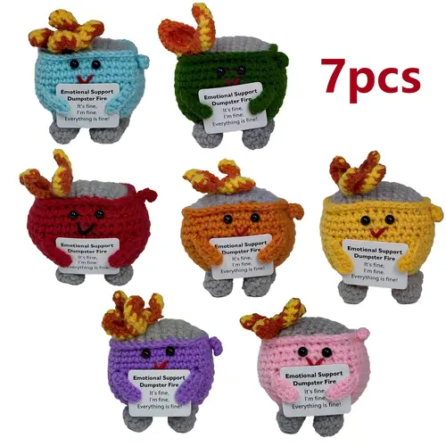 7pcs okra handmade knitted dolls cards with positive energy information the for holiday gifts for friends objects