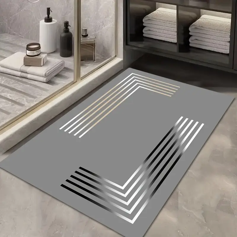 deluxe thick non slip mud mat soft absorbent quick drying elegant gray and golden kitchen bathroom entrance durable rubber backing hand wash only Product details 1