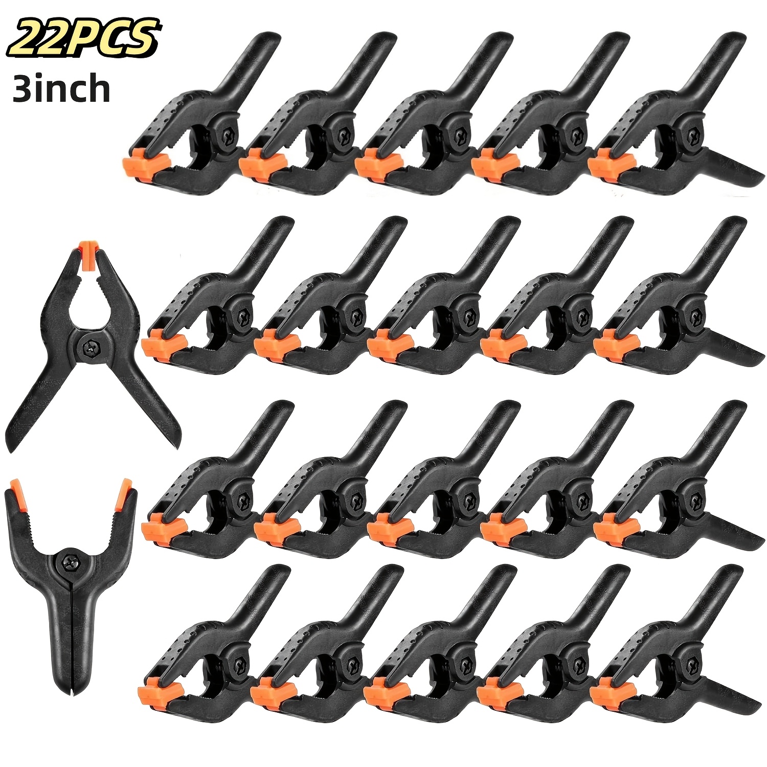 TEMU 22pcs Of Spring Clips, 3-inch Spring Clips, Heavy Crafts And Professional Plastic Spring Clips, Suitable For Woodworking, Small Spring Clips For