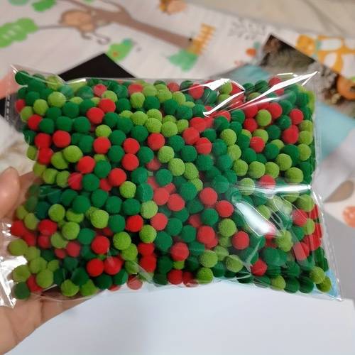 set di 1000 pompon natalizi da 1 cm/0,39 pollici - colori misti ( , verde scuro, verde autunnale), pompon a , adatti per progetti di artigianato, natale, , , decorazioni per espositori di negozi