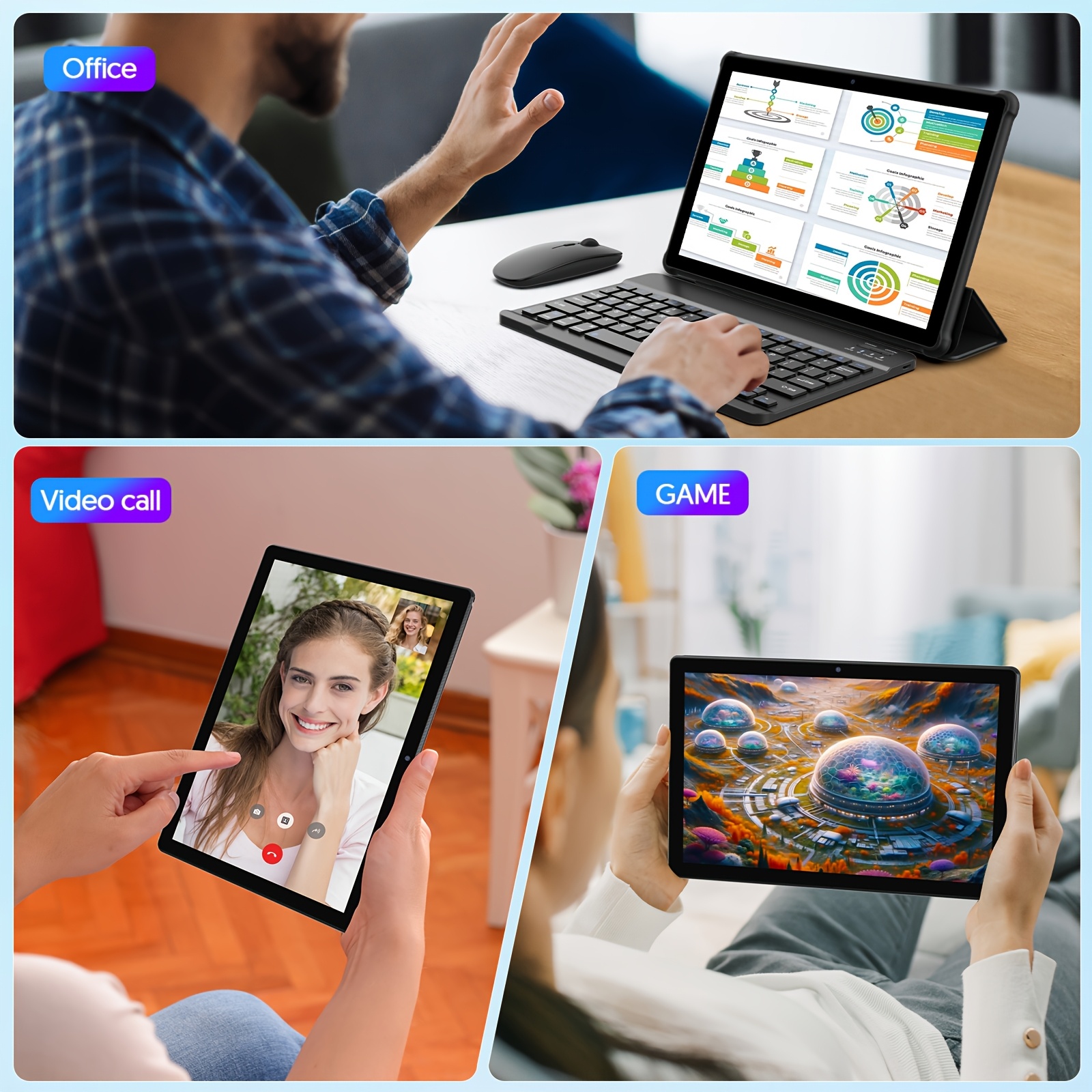 10 inch   15 tablet 12 3 9 gb   64 gb rom   core processor 2 0mp front and 8 0mp rear camera 6000mah battery high cost performance suitable for daily use study tablet pad