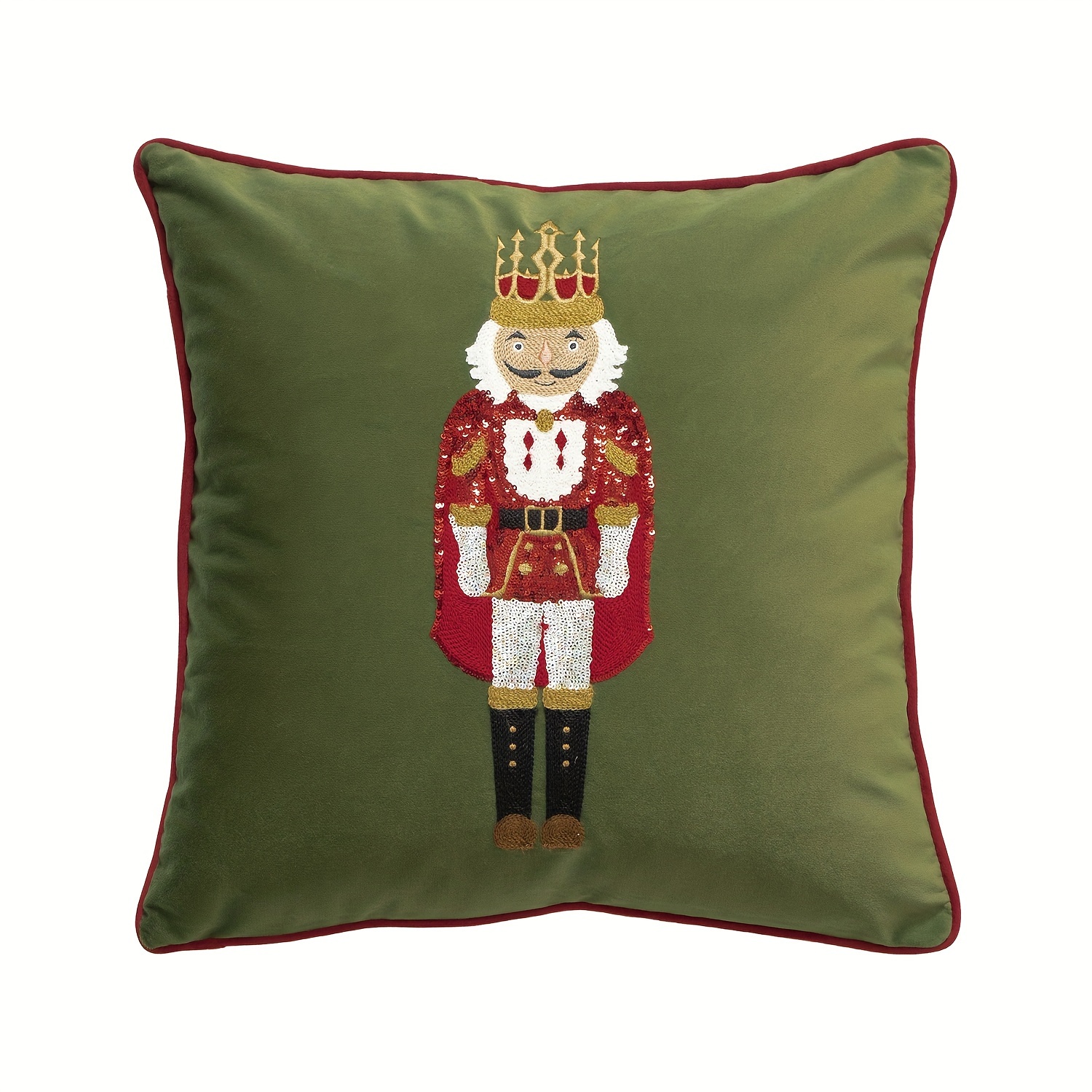 TEMU 1pc, Taie d'oreiller de décoration de Noël, Taie d'oreiller à broderie de avec incrustation de corde de velours, Décoration intérieure Salon