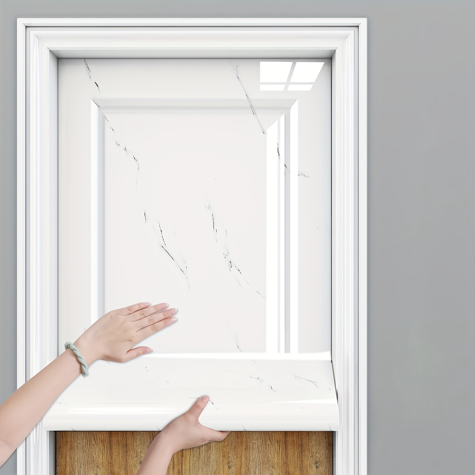 Image of Old Door Renovation Sticker Self-adhesive Entry Iron Door Color Change Anti-theft Door Transformation Wallpaper