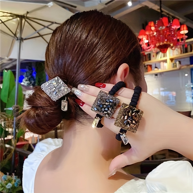 

Rhinestone Hair Tie, Elegant And Vintage Design, Adjustable Hair Clip With Simulated Pearl, Suitable For Women