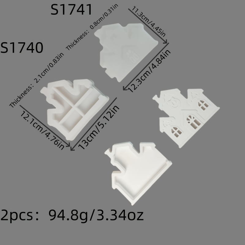 Resin Casting Molds Church House Projection Wall 3d Decorative Silicone Mold Diy Candle Silicone Mold Gypsum Decorative Silicone Mold Home Decoration Epoxy Resin Mold S1740+s1741