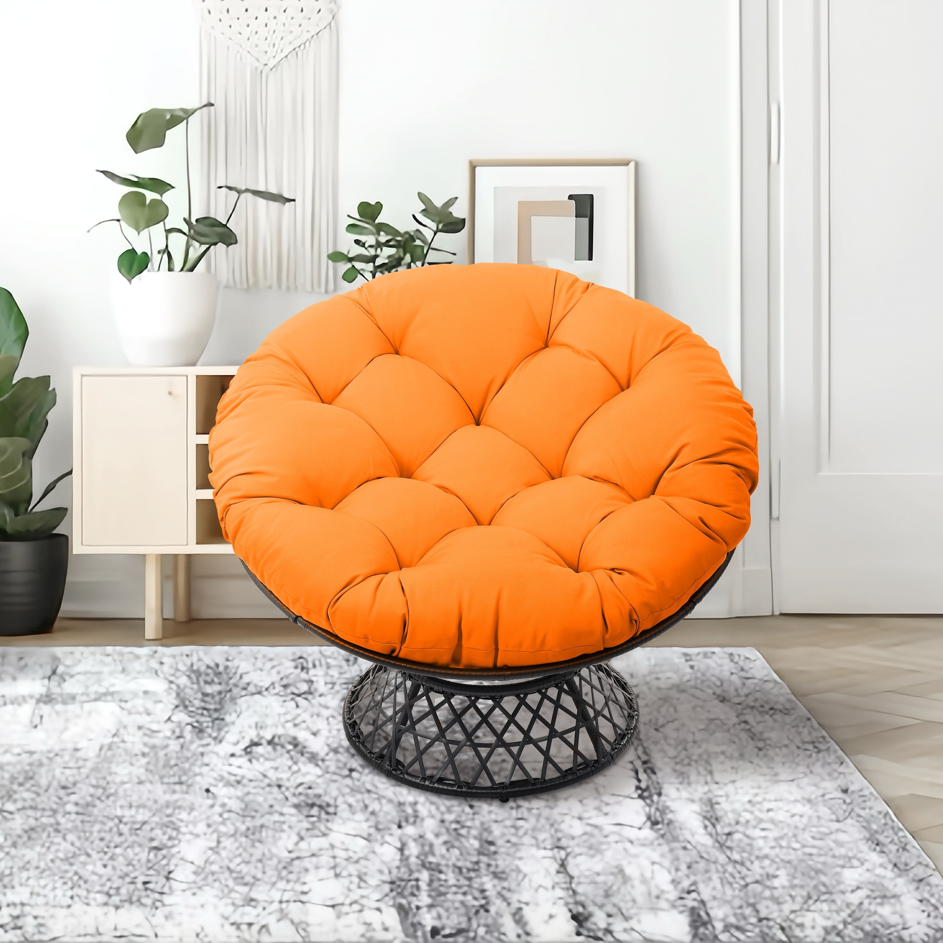 rattan wicker 360 swivel papasan chair cushion Temu