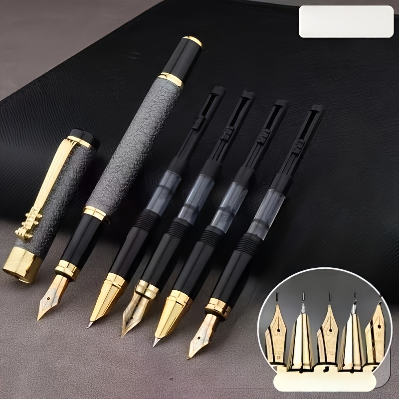 TEMU Luxury 5pcs Metal Pen Set - 5 Different Sized Nib Pens - Writing Thickness Needs (ink Not Included)