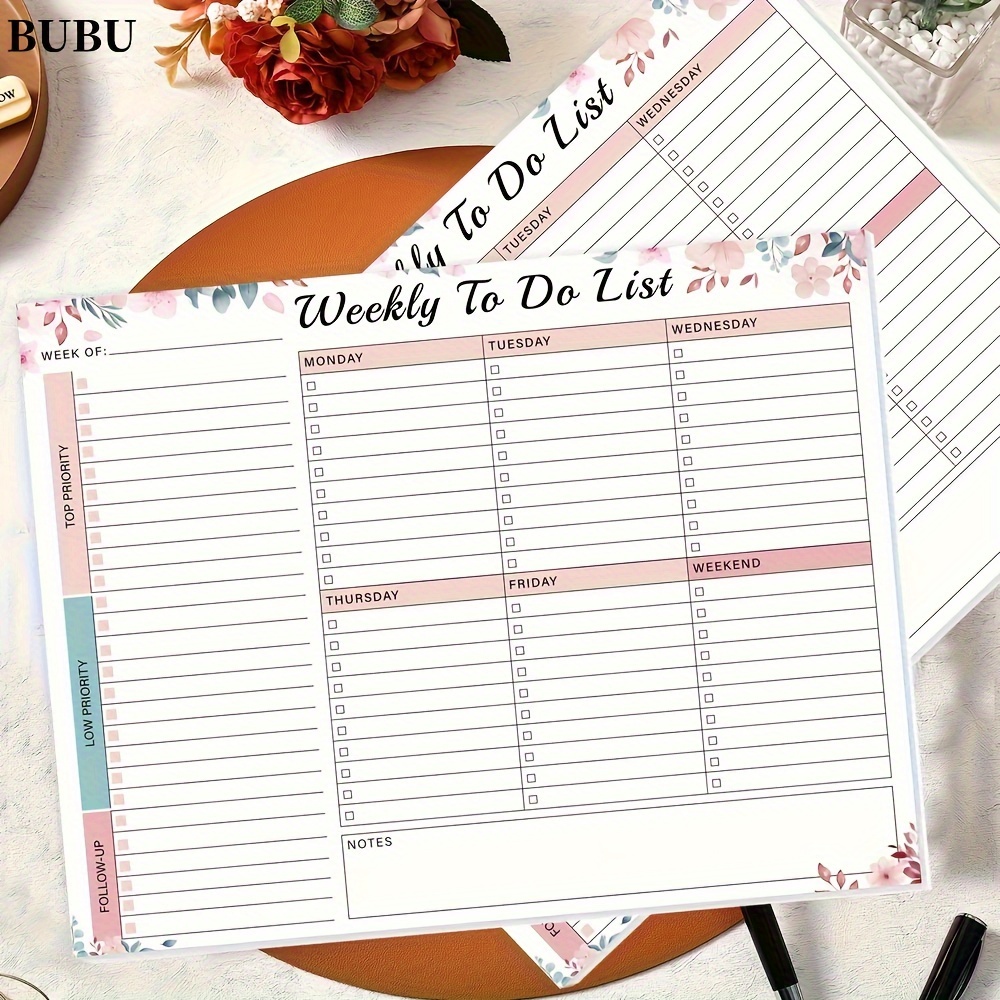 

1pc Bubu To-do List Notebook 52 Sheets - Undated Forms - Daily Planner Notebook -11 "x8.5" Schedule Notebook Checklist Work Efficiency Notebook And Personal Organization Notebook