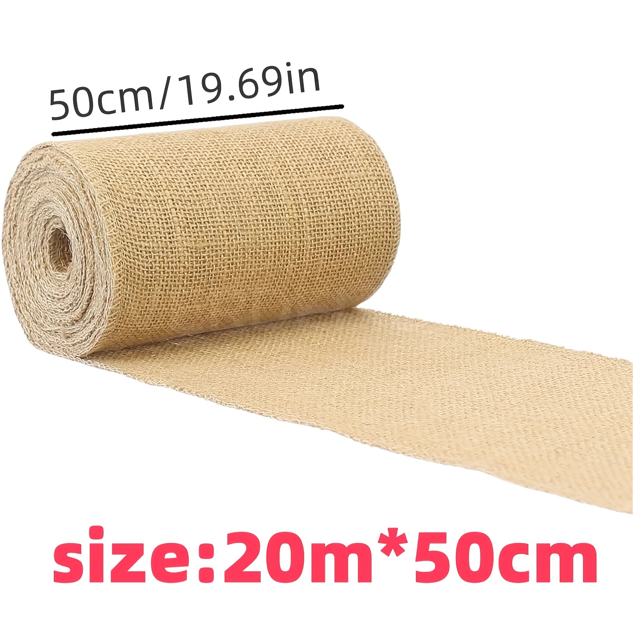 20m Long 40/50cm Wide Natural Jute Fabric Ribbon - Hessian Lace Gift Wrapping Christmas Vintage Wedding Tablecloth, Beige Burlap Roll for Plant Tree Protection, DIY Crafts, Christmas Tablecloth and Chair Curtains, Rustic Jute Weave. High-Quality Material for Home Decor and Party Supplies.   Gift Wrapping, Wedding, and Party Decorations