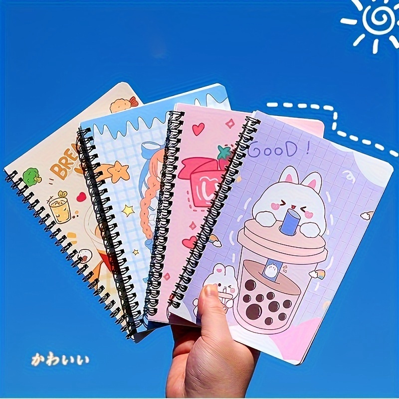 

A5 Spiral Notebook With Cartoon Design - Thick Lined Paper, Side Flip Journal For Office And School Notes