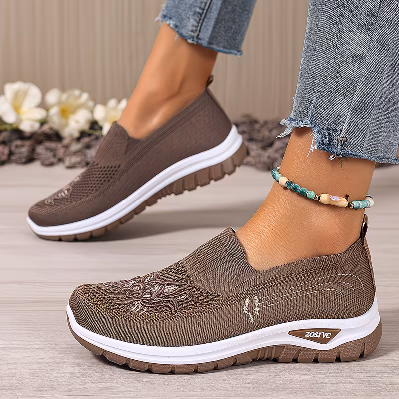 plus size womens embroidered slip on casual athletic shoes mesh comfortable breathable lightweight outdoor sports shoes travel vacation women shoes sneakers 3