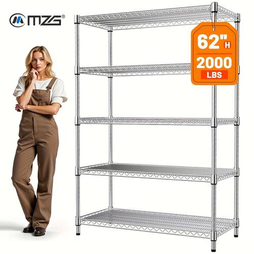 mzg 2000 1600 1000 lbs 5 4 3 tier storage shelving steel heavy duty multi tier utility shelving organizer wire rack for home kitchen office garage standing bakers racks room decor shoe hat organizer bathroom accessory dresser laundry