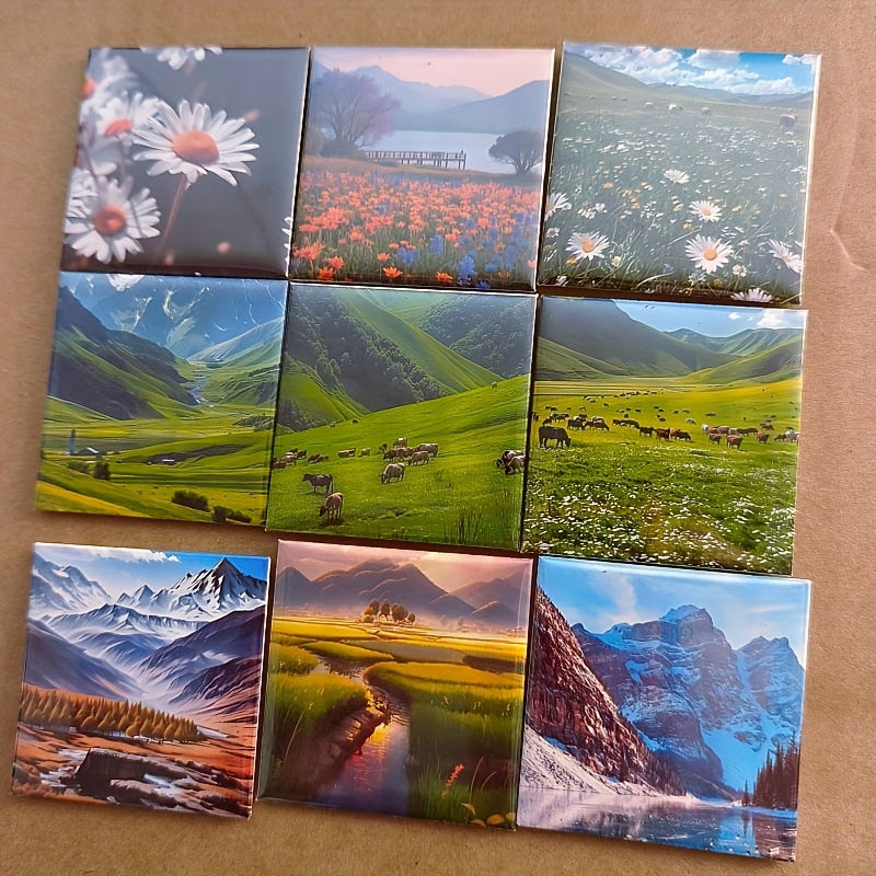 E-shop 9-teiliges Set Stylische Quadratische Magnet-Fotomagnete – Deine Lieblingsfotos, Cartoon- oder Tierdesigns – Einfach zu Installieren,