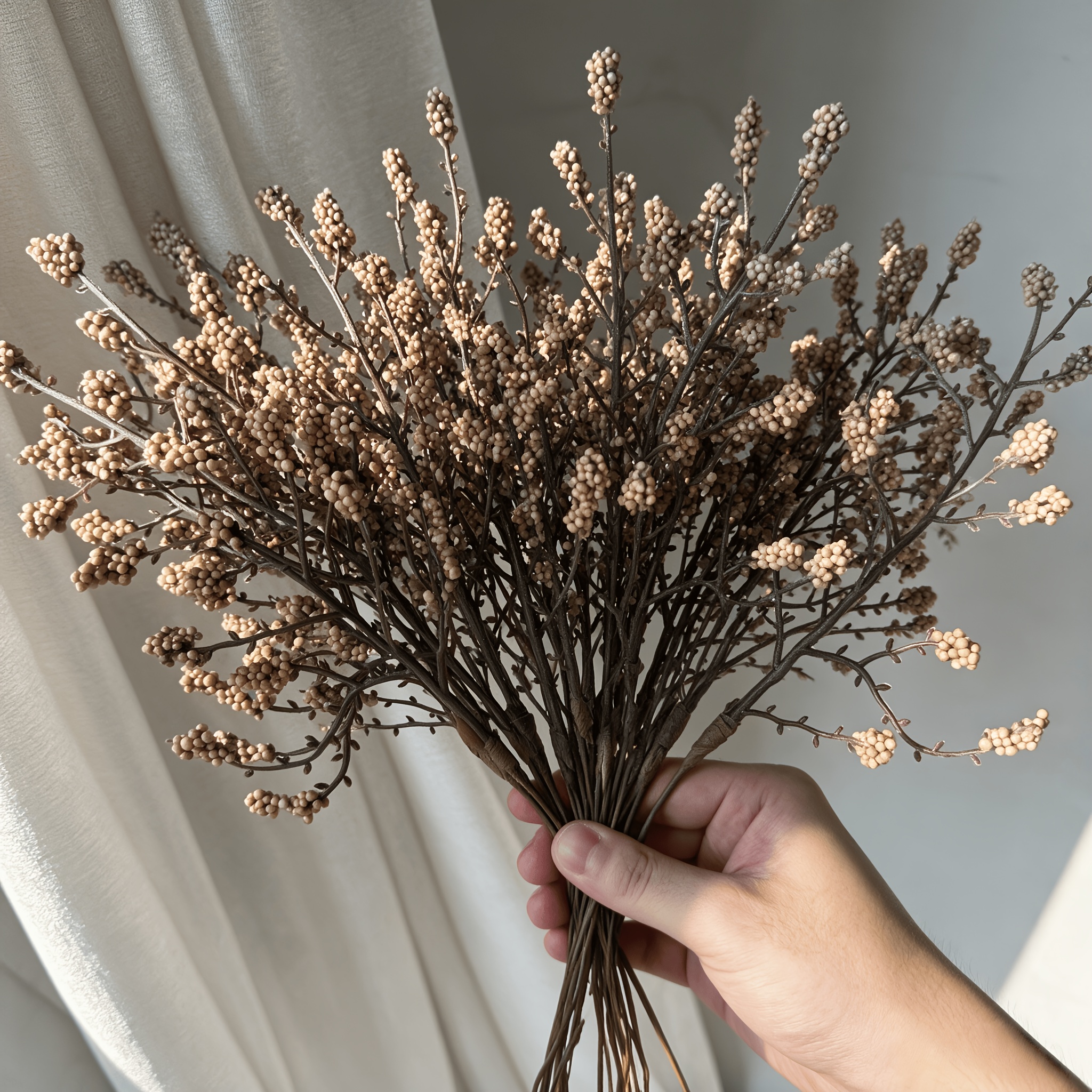 TEMU 20pcs Artificial Flowers, Artificial Small Berry Branches, Artificial Holly, Home Decor, Thanksgiving, Christmas, Halloween, Artificial Flower