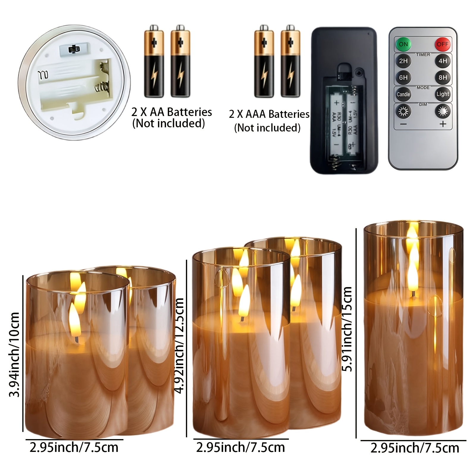 5-Pack Remote Control LED Flameless Pillar Candles with Timer Function