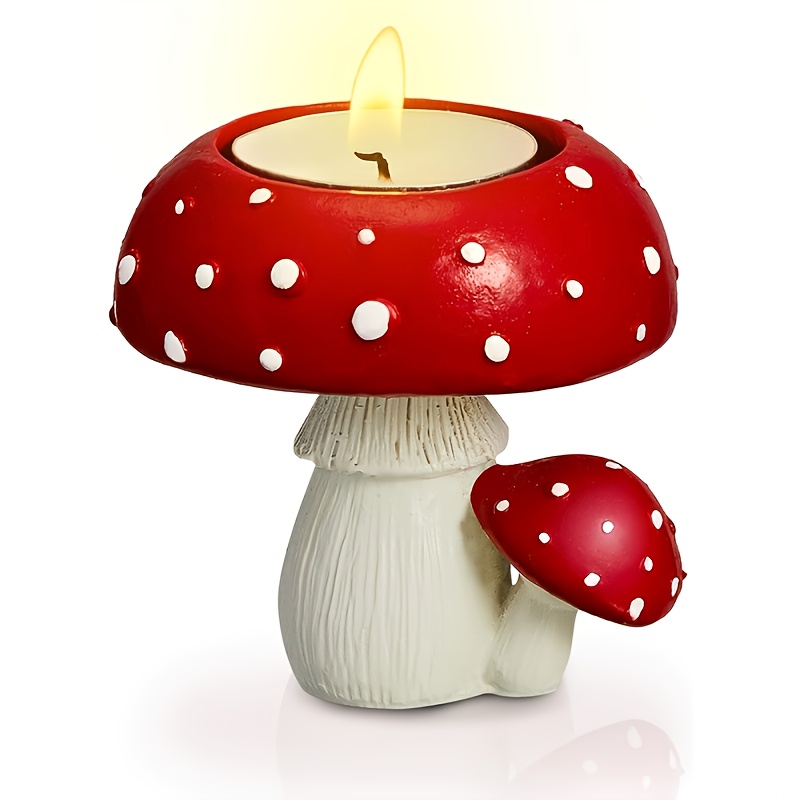 TEMU 1pc/3pcs Of Mushroom Candle Holders, Mushroom Tea Lamp Candle Holders, Decorative Candle Holders In Of, Tea Lamp Candle Holders, Farmhouse Villa Core Decoration