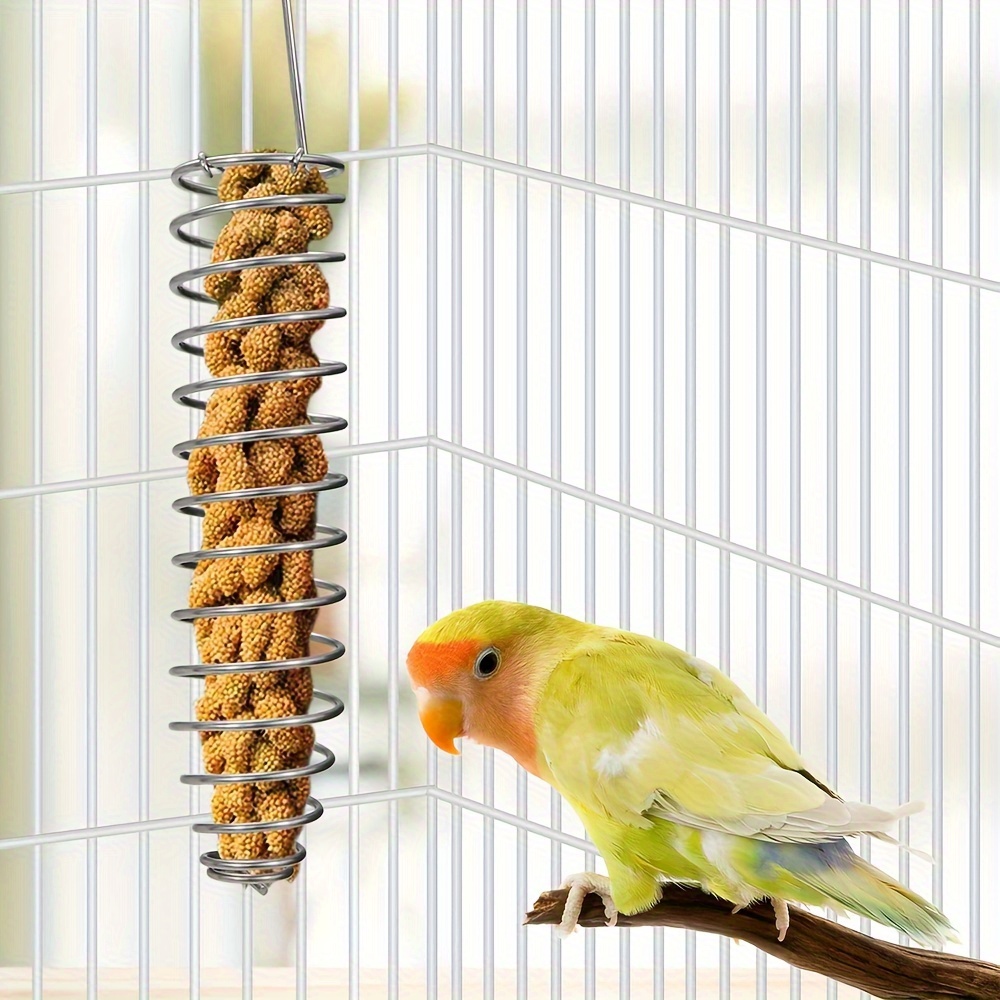 

Stainless Feeder - Parrot Treat & Seed Holder For Parakeets, Cockatiels, African Greys, Conures, , Macaws