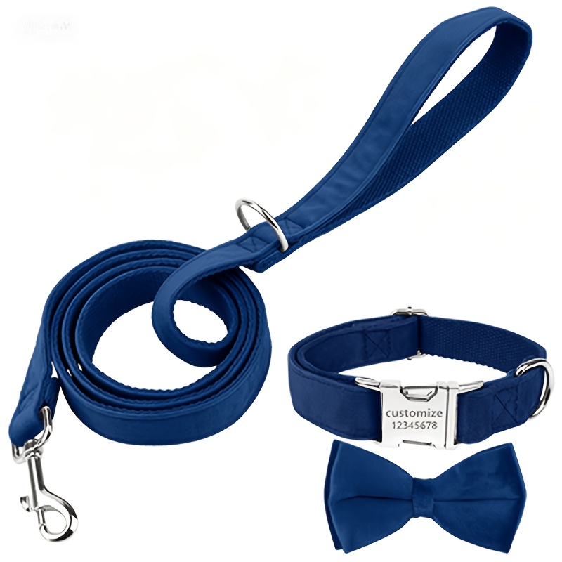 Custom Dog Collar with Leash, 3pcs Personalized Set
