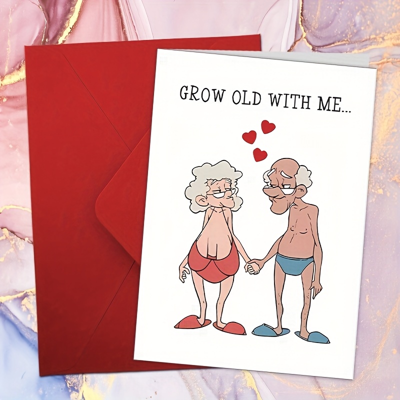 

Humorous "grow Old With Me" Greeting Card - Ideal For Anniversaries, Birthdays, Valentine's Day - Romantic Gift For Wife, Husband, Boyfriend, Girlfriend - Featuring Elderly Couple