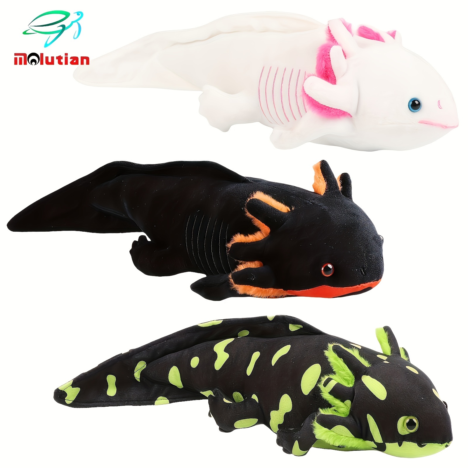 

Molutian 16.53" Halloween Hexagonal Dinosaur & Axolotl Plush - Realistic, Cute & Creepy Amphibian Stuffed Animal For Kids' Home Decor
