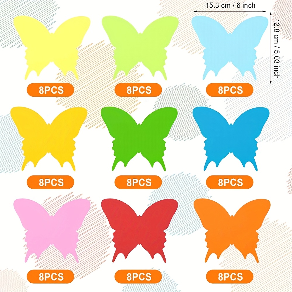 Image of 72pcs Of -shaped Paper Cutouts, Vibrant Large Butterflies For Decorating Classrooms, Ideal For Spring And Summer Bulletin Boards, And Craft Supplies In 9 Different Colors