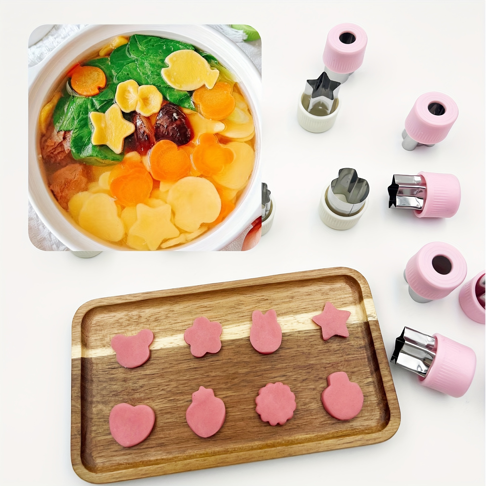 

8-pack Fruit Print Shaped Pasta Molds, Small Dumpling Cutters, Cookie Press Molds, Kitchen Gadget Set, Stainless Steel, Food Contact Safe, No Electricity Needed