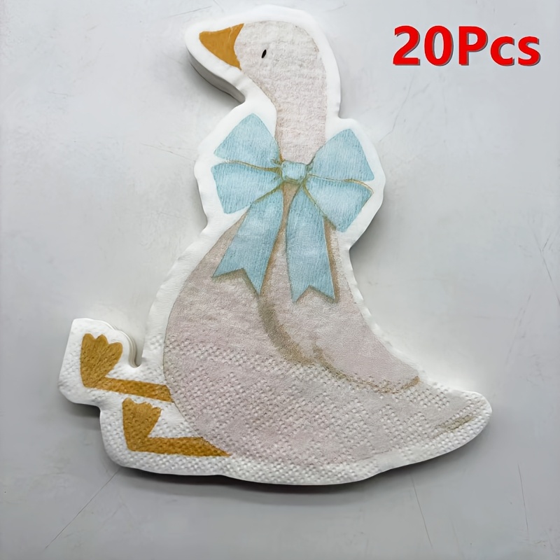 TEMU 20pcs Silly Goose Paper Napkins, Disposable Hand Towels For Birthday Party Decoration, Pink And Bowknot Wooden Silly Goose Shower Decor Funny