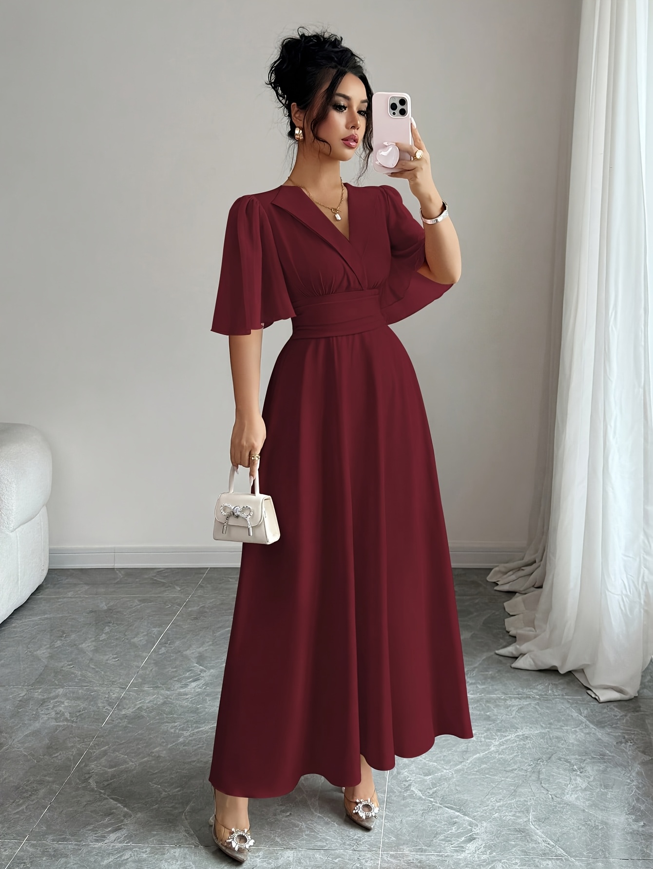white christmas dresses Burgundy Taylor Swift Casual Dress Pastel Prom Red Carpet Dress Jingle –  Hoprom